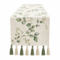 Caminero de Mesa Floral Verde con Borlas