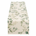 Camino de Mesa Floral Verde y Blanco 180x35cm