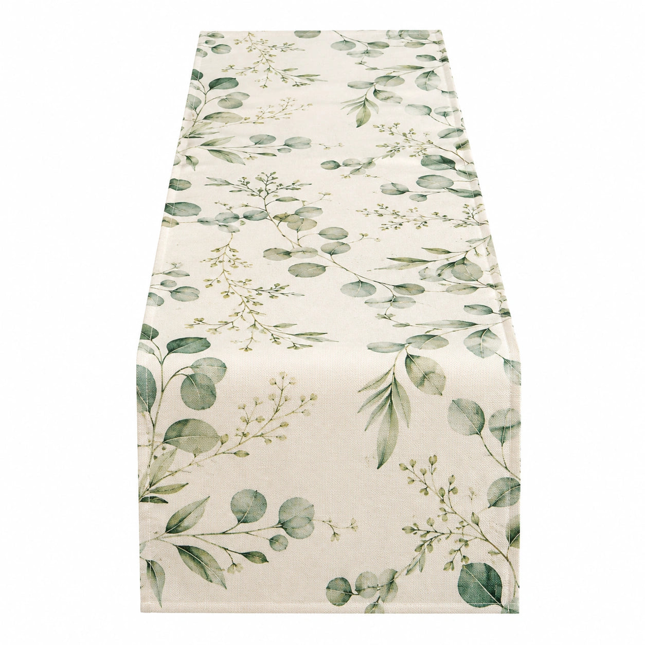 Camino de Mesa Floral Verde y Blanco 180x35cm