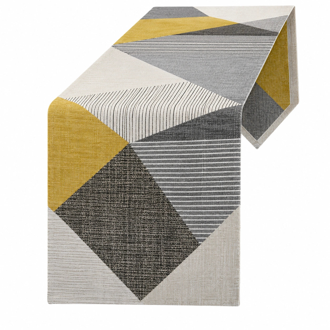Camino de Mesa Geométrico Amarillo y Gris 180x33cm