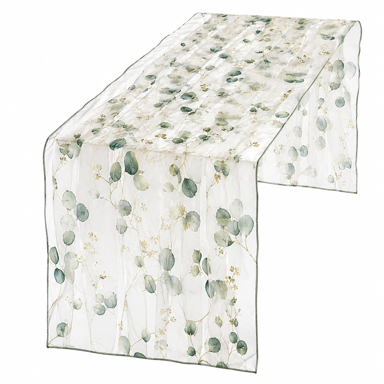 Camino de Mesa Floral Verde Transparente 180x35cm