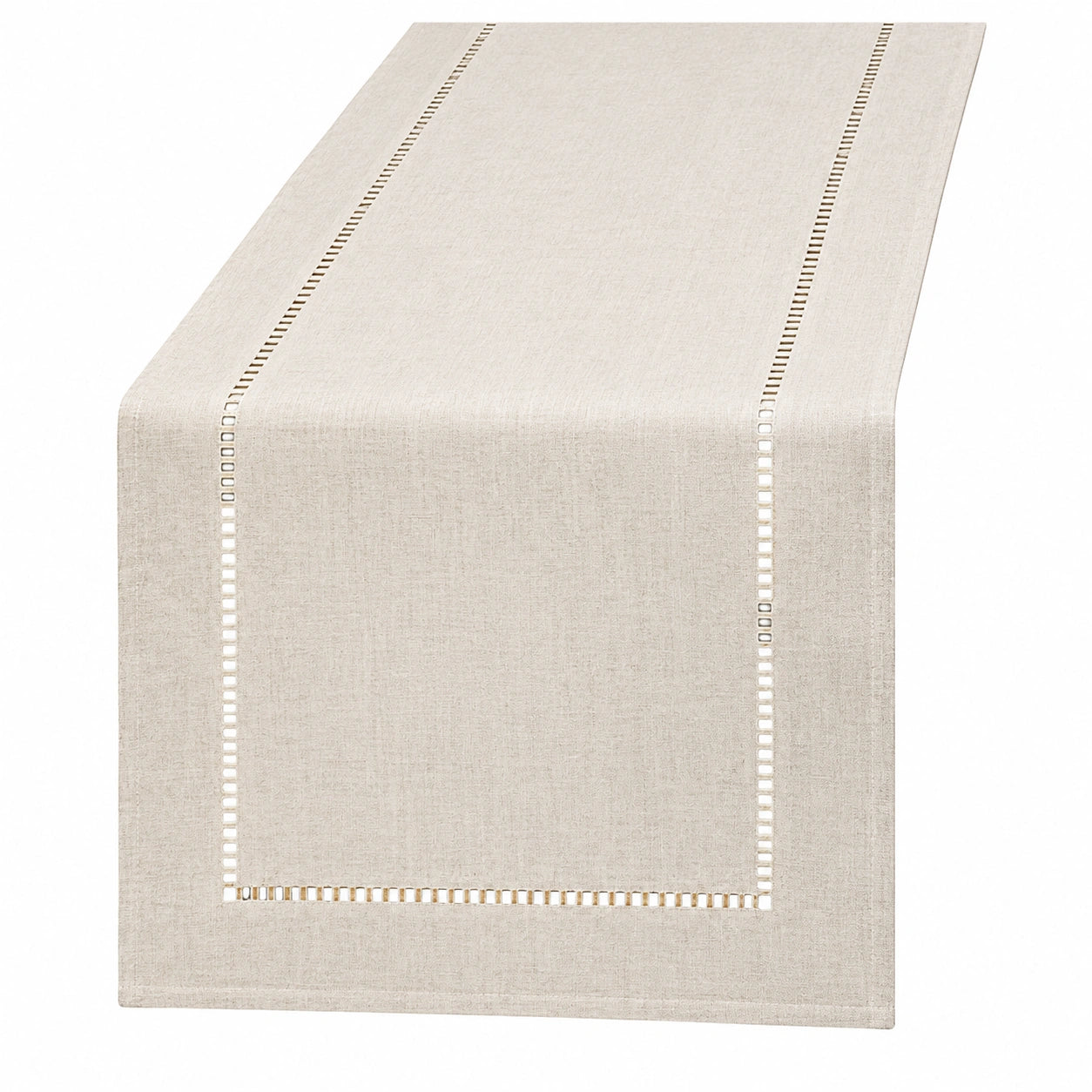 Camino de Mesa Beige con Diseño Decorativo de Cuadrados Perforados 180x40cm