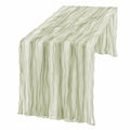 Caminero de Mesa de Organza Verde Oliva con Textura Acanalada