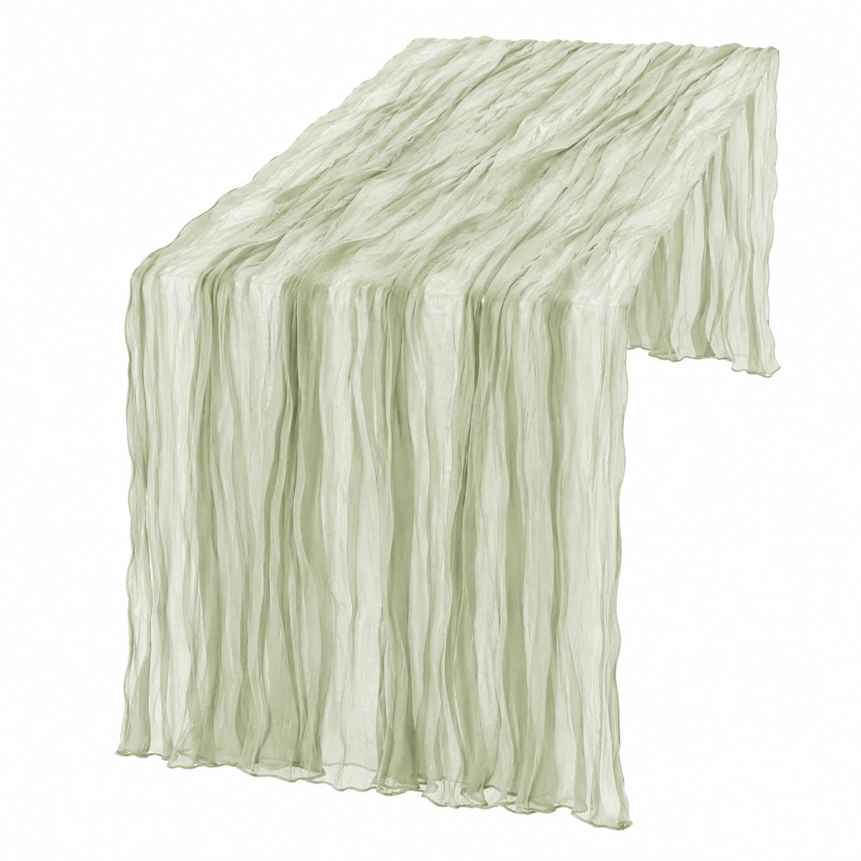 Caminero de Mesa de Organza Verde Oliva con Textura Acanalada