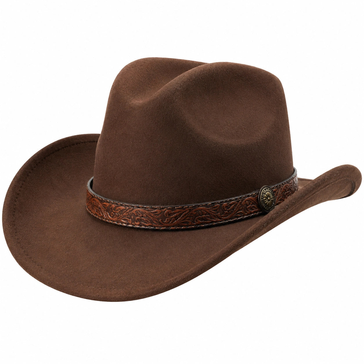 Sombrero vaquero marrón con banda grabada