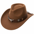 Sombrero Vaquero con Ala Ancha Marrón con Detalle de Cuero