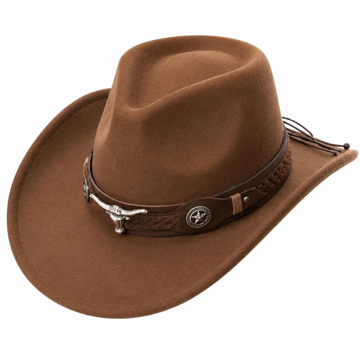 Sombrero Vaquero con Ala Ancha Marrón con Detalle de Cuero
