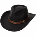 Sombrero Vaquero Negro con Cinta Marrón de Cuero