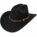 Sombrero Vaquero Negro con Banda de Cuero Marrón