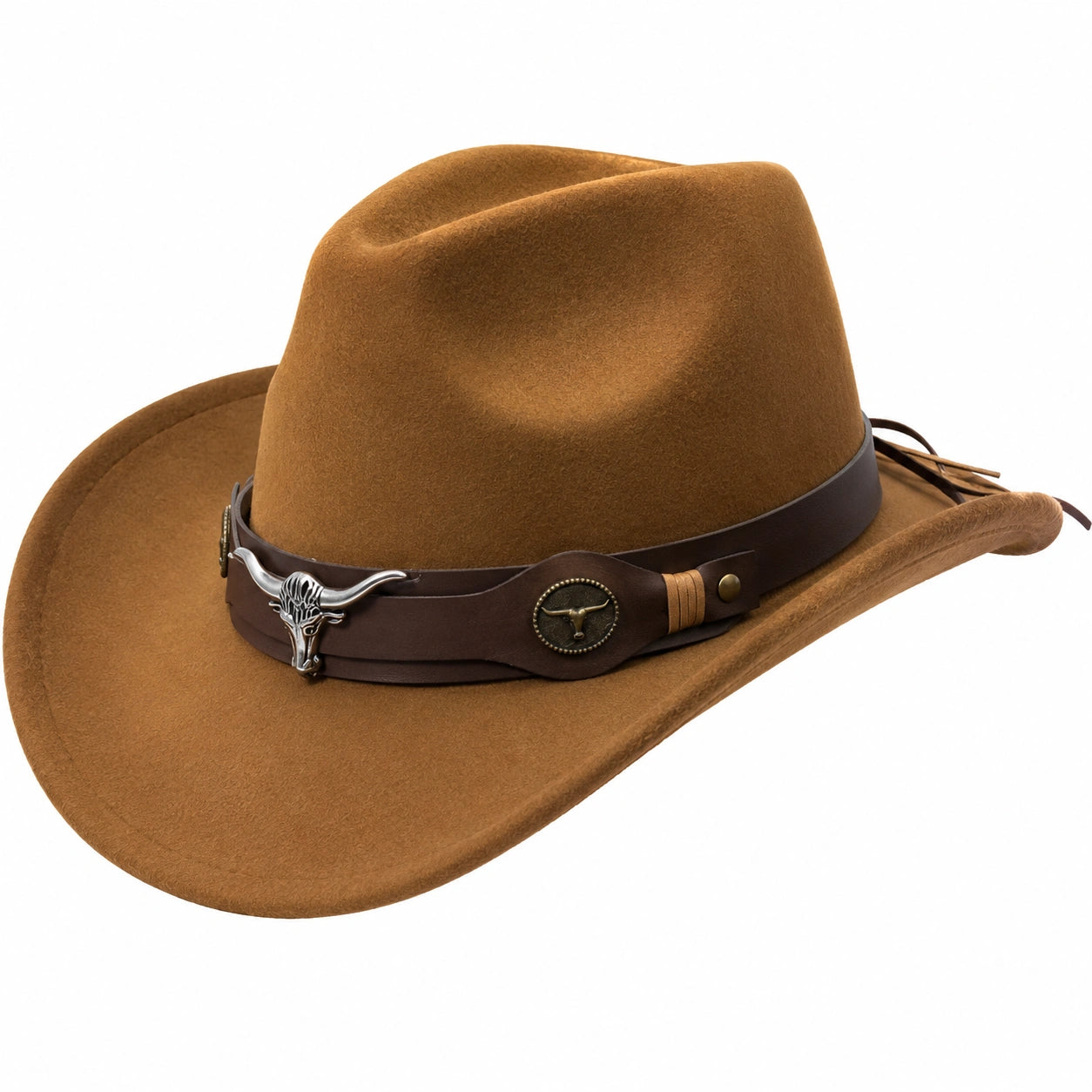 Sombrero Vaquero Marrón con Detalle de Cabeza de Toro