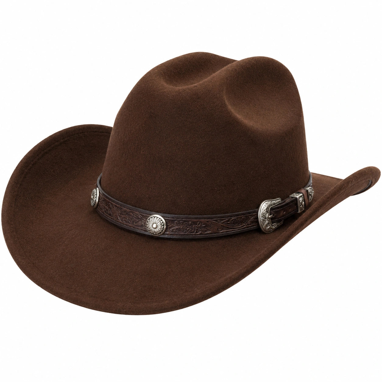 Sombrero Vaquero Marrón con Banda Decorativa de Hebilla