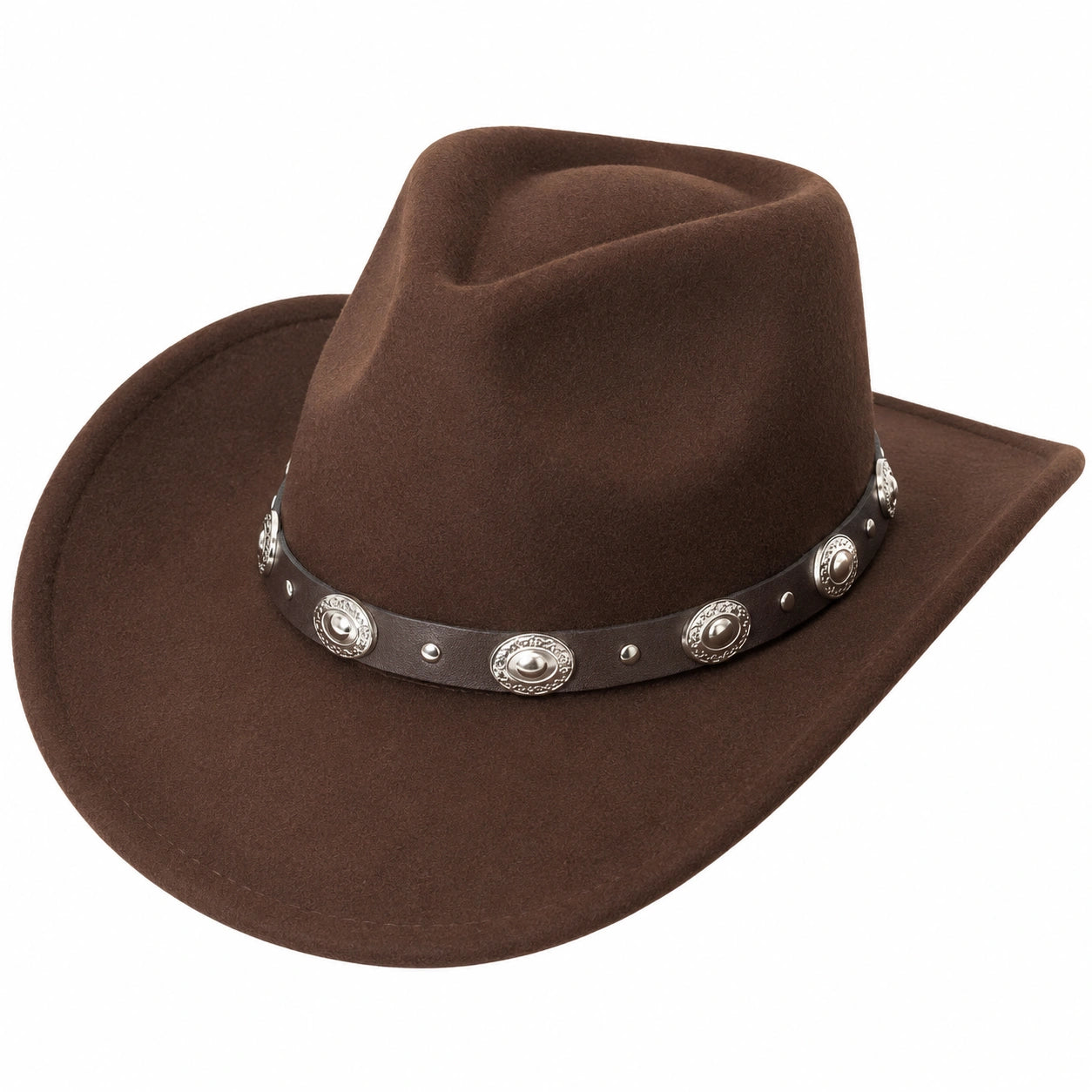 Sombrero Vaquero Marrón con Banda Metálica