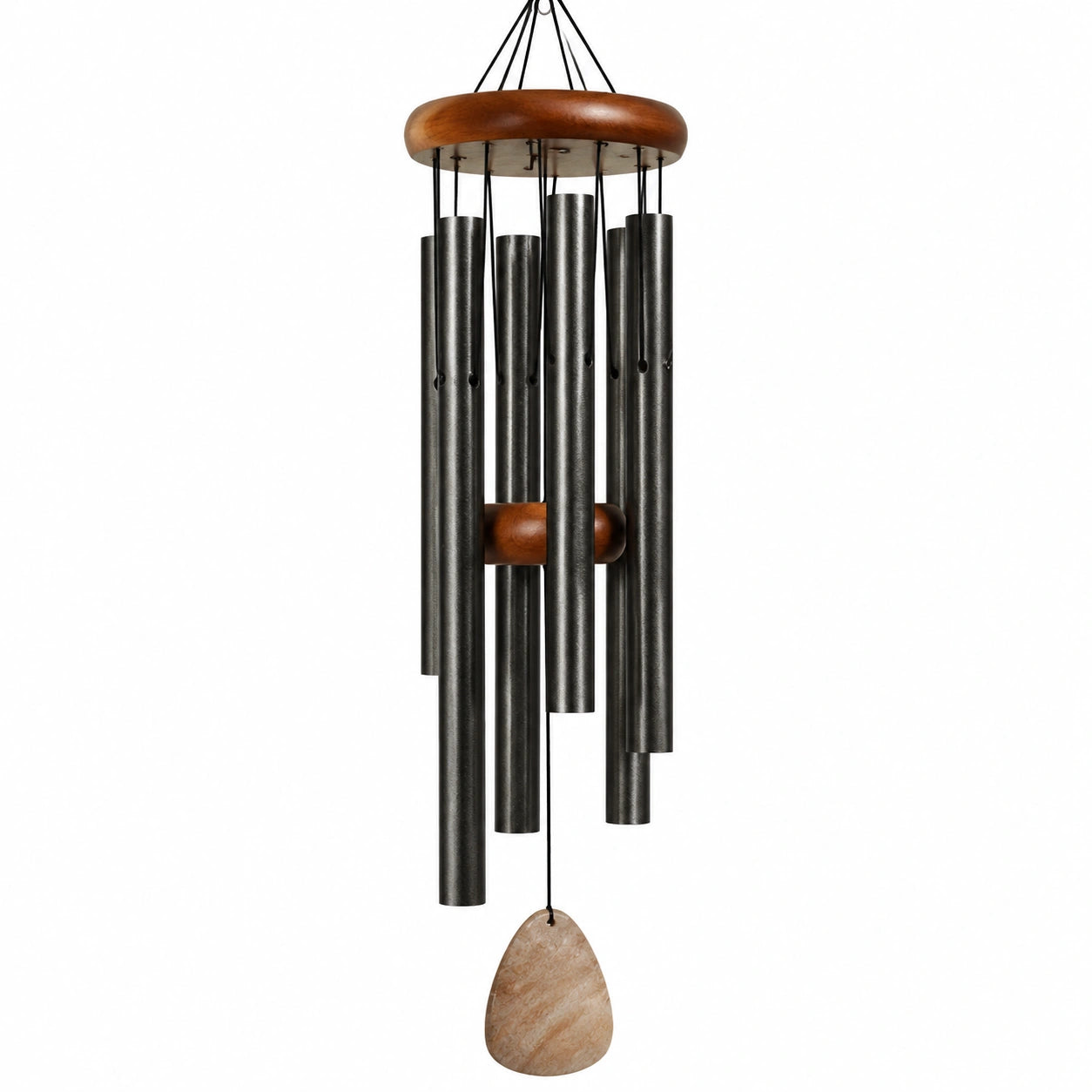 Campana de Viento Negra y Madera para Jardín