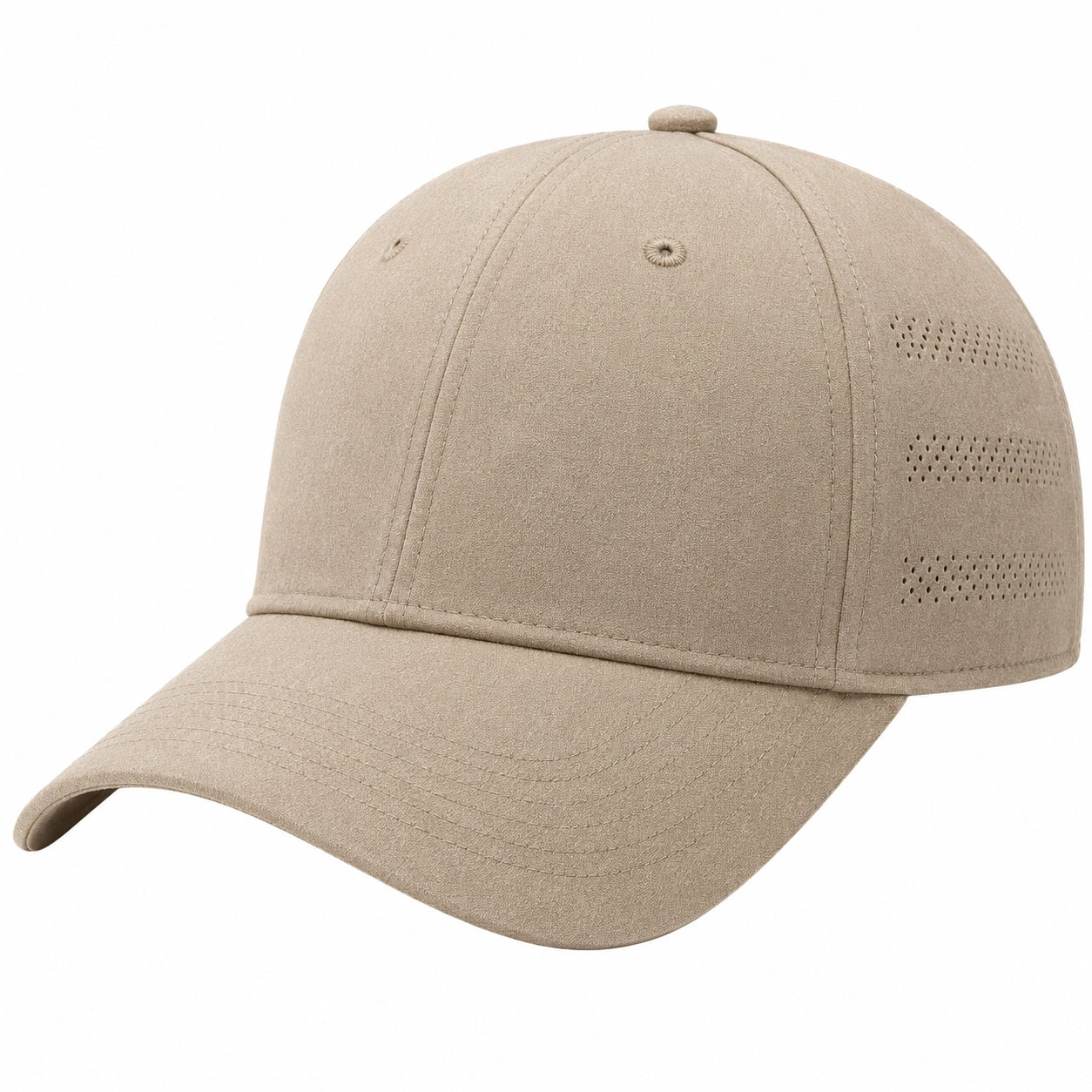 Gorra de béisbol unisex ajustable beige con ventilación