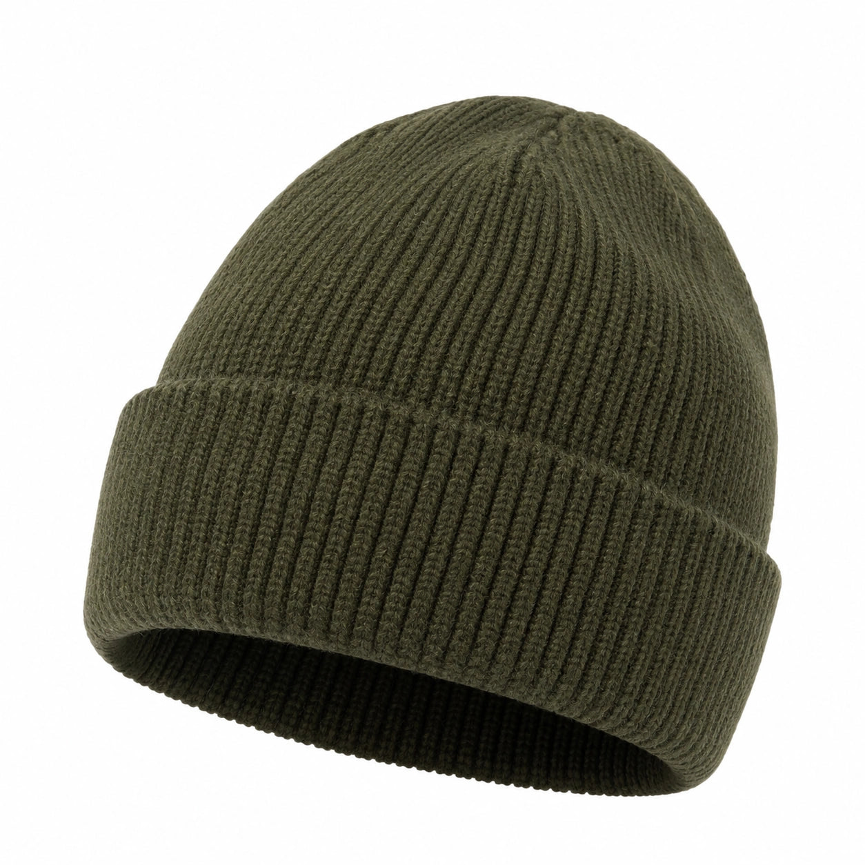 Gorro de punto grueso para invierno unisex color verde oliva