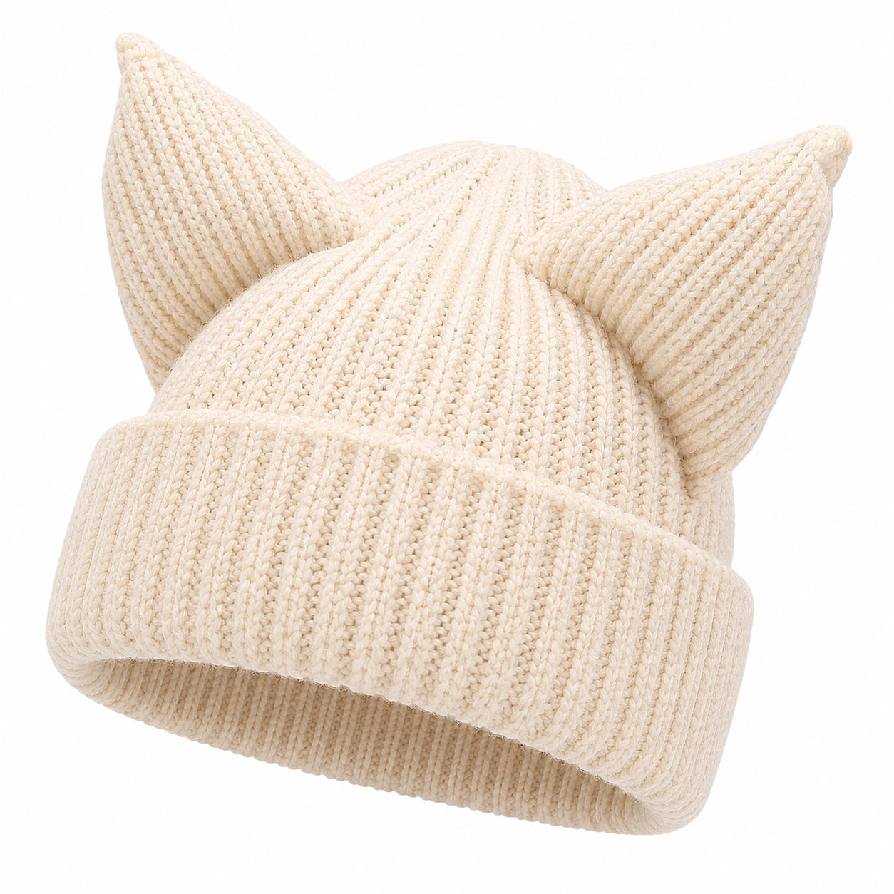 Gorro Beige con Orejas de Gato para Mujer