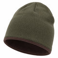 Gorro de Punto con Forro Polar en Verde Oliva y Marrón