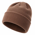Gorro de Punto Acanalado Marrón Unisex para Invierno