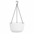 Macetero colgante blanco con cadena metálica, 20 cm