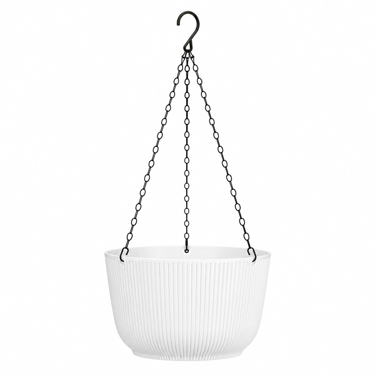 Macetero colgante blanco con cadena metálica, 20 cm