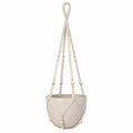 Macetero Colgante Beige con Cuerda Tejida