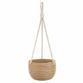Macetero Colgante Tejido Beige y Marrón con Cuerda 15x15x12cm