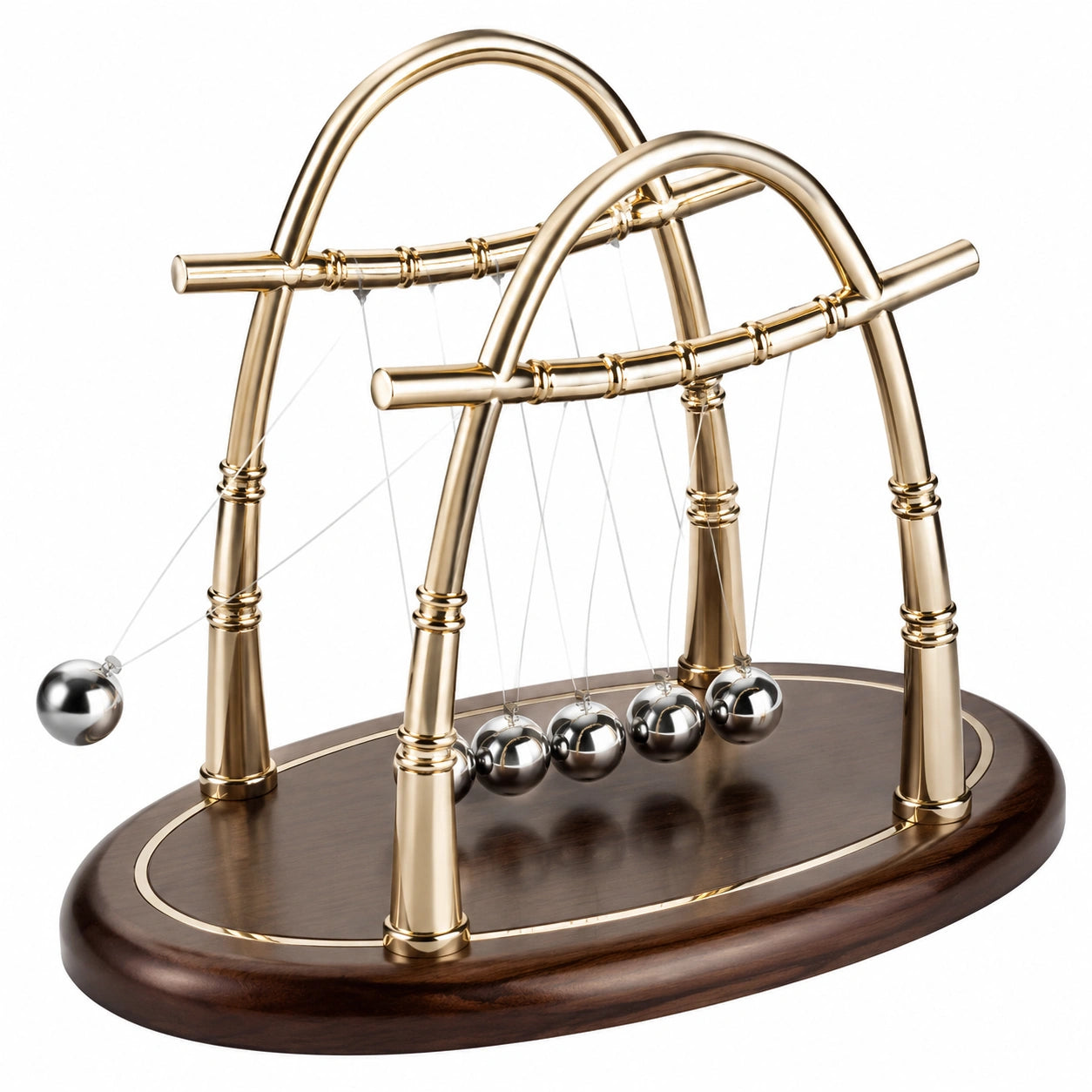 Péndulo de Newton Decorativo con Doble Marco en Bronce