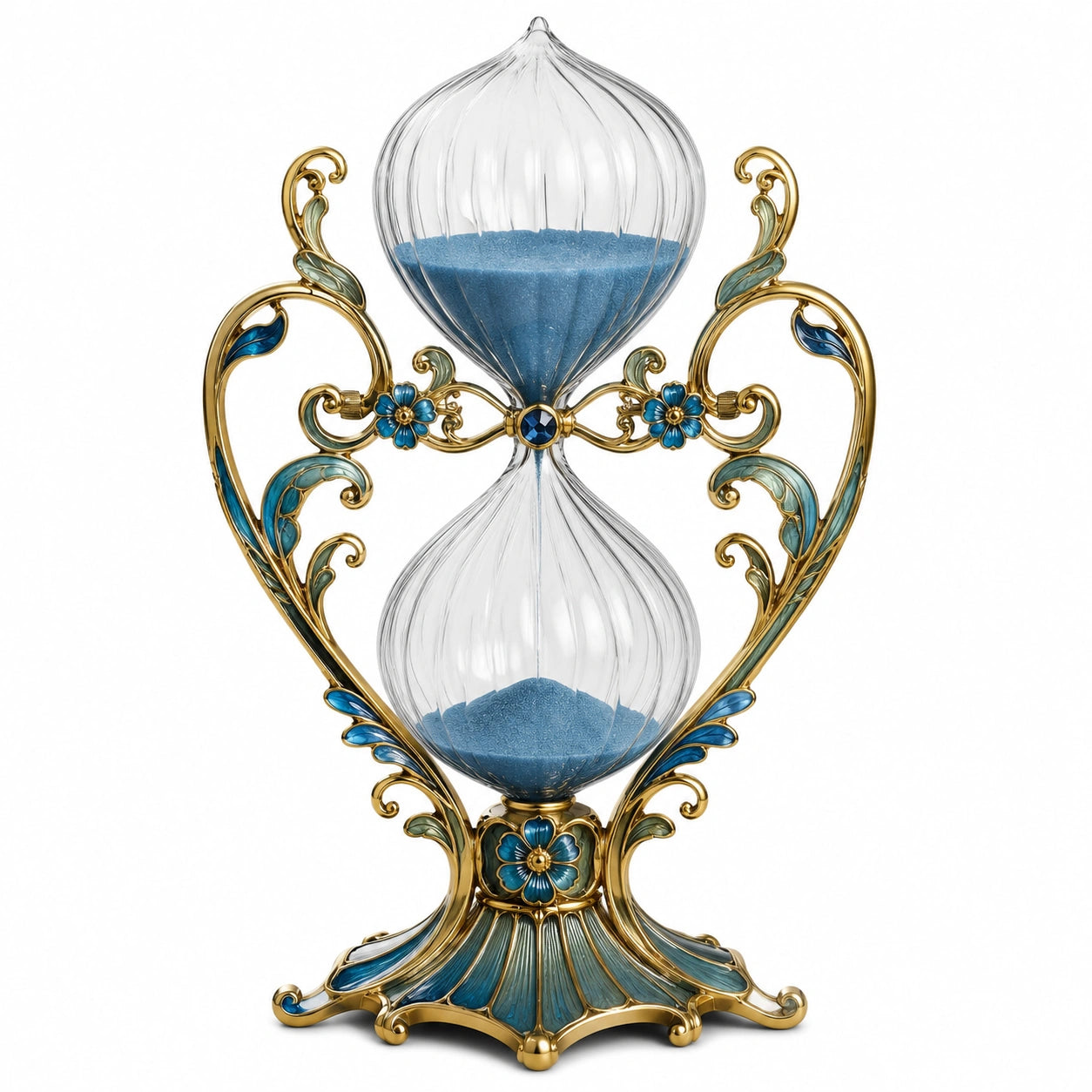Reloj de Arena Decorativo Dorado y Azul
