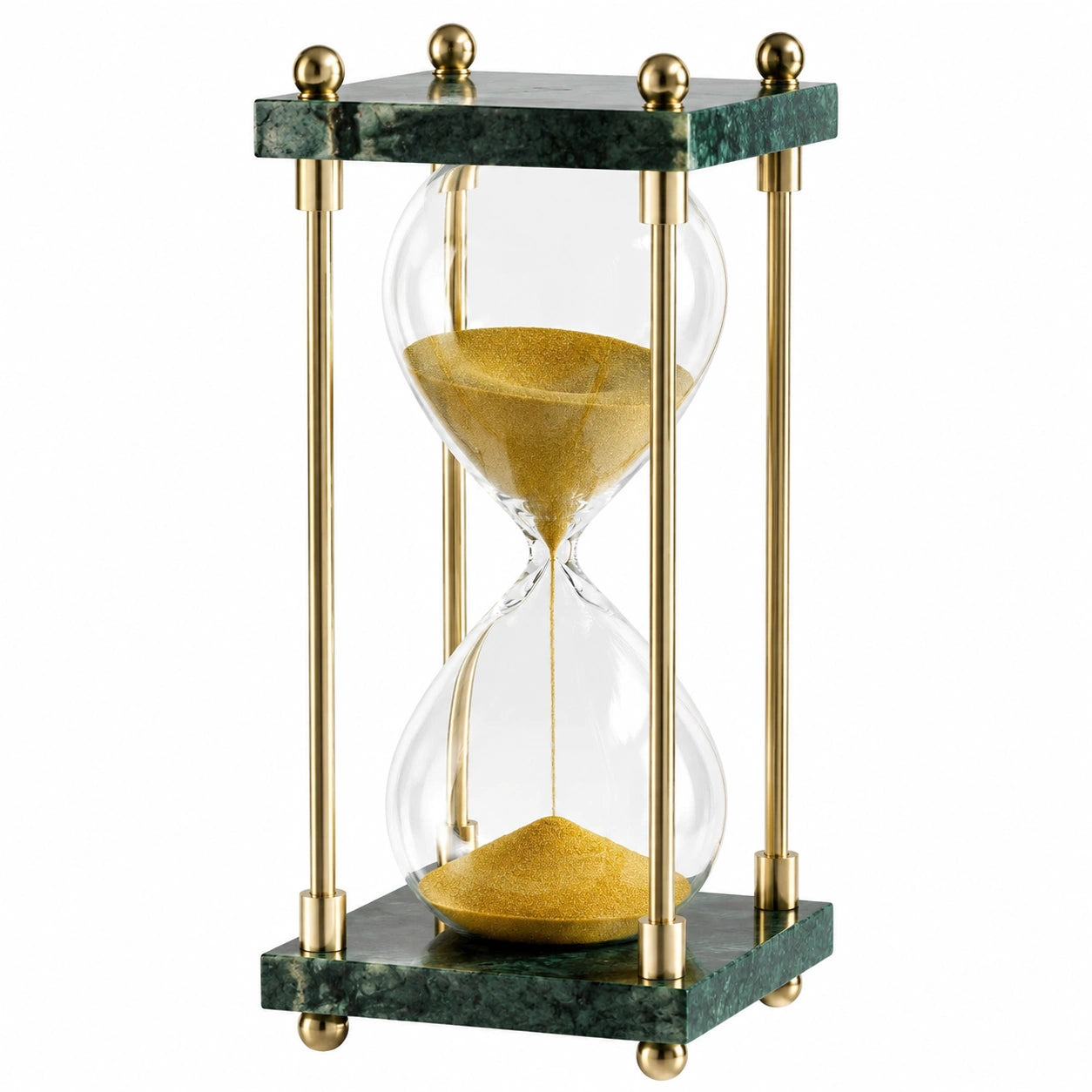 Reloj de Arena Decorativo con Base de Mármol Verde 25 cm
