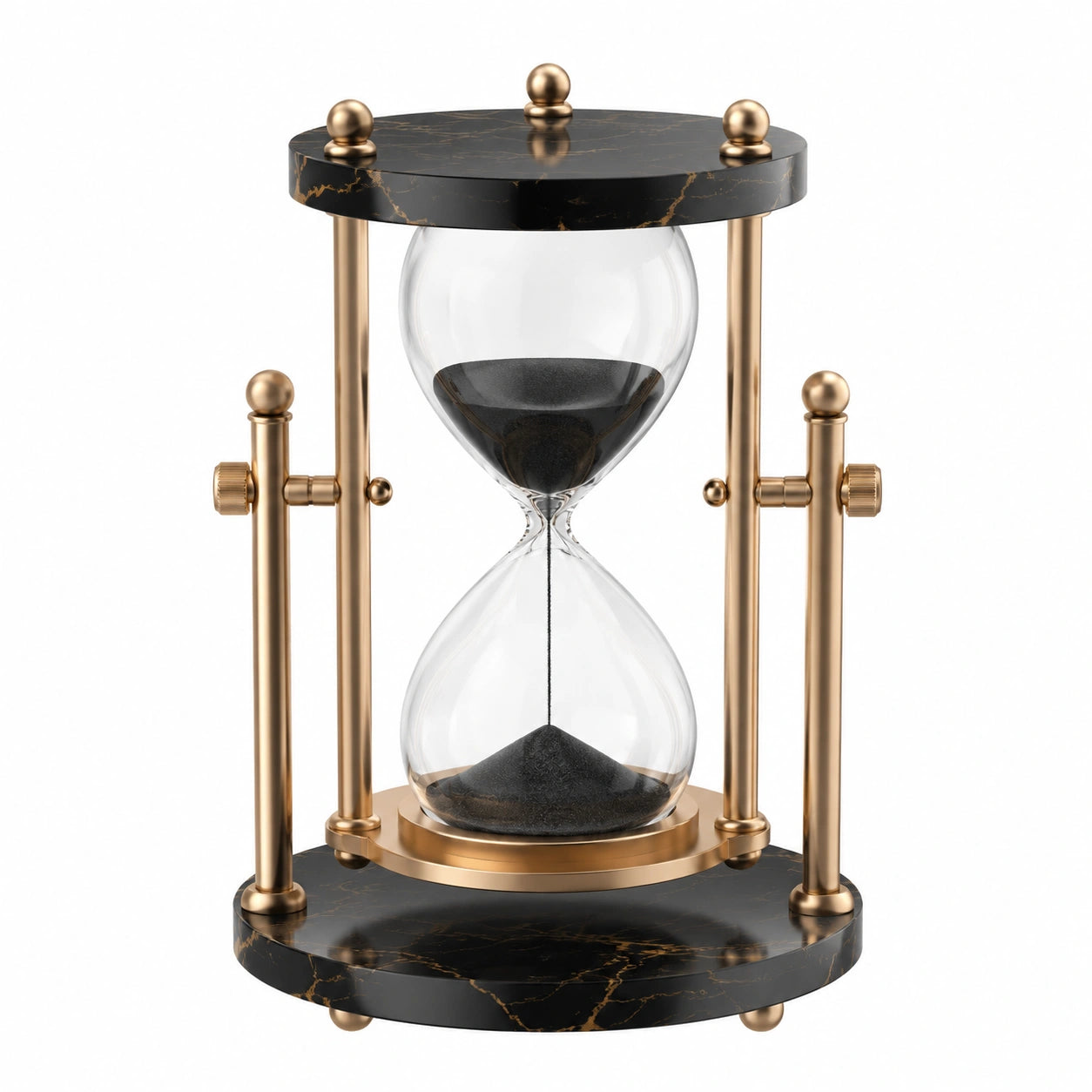 Reloj de Arena Decorativo Negro y Dorado de Metal