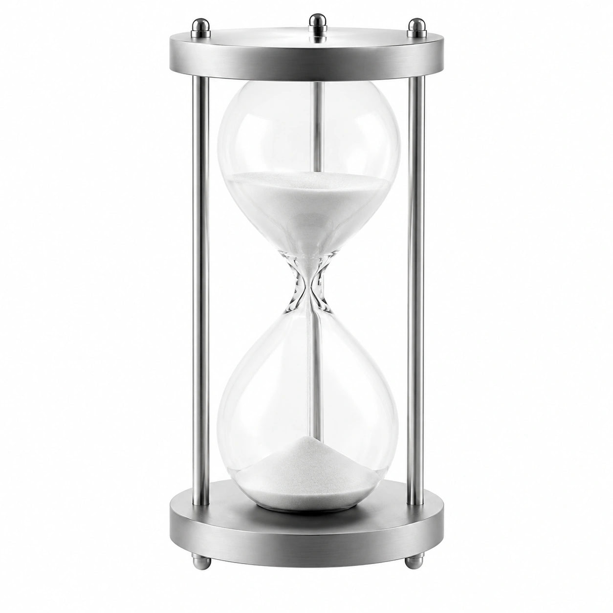 Reloj de Arena de Acero Inoxidable, 60 Minutos, Plata y Transparente